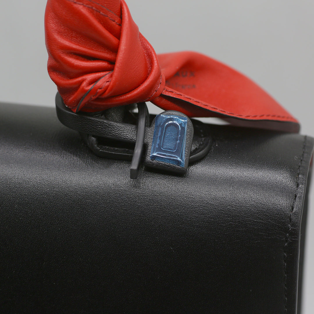 Delvaux Brillant MM Lunar 2017 Limited Edition Black Box Leather Red Buckle