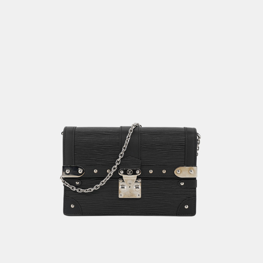 Louis Vuitton wallet on chain with trunk details and in Epi leather.