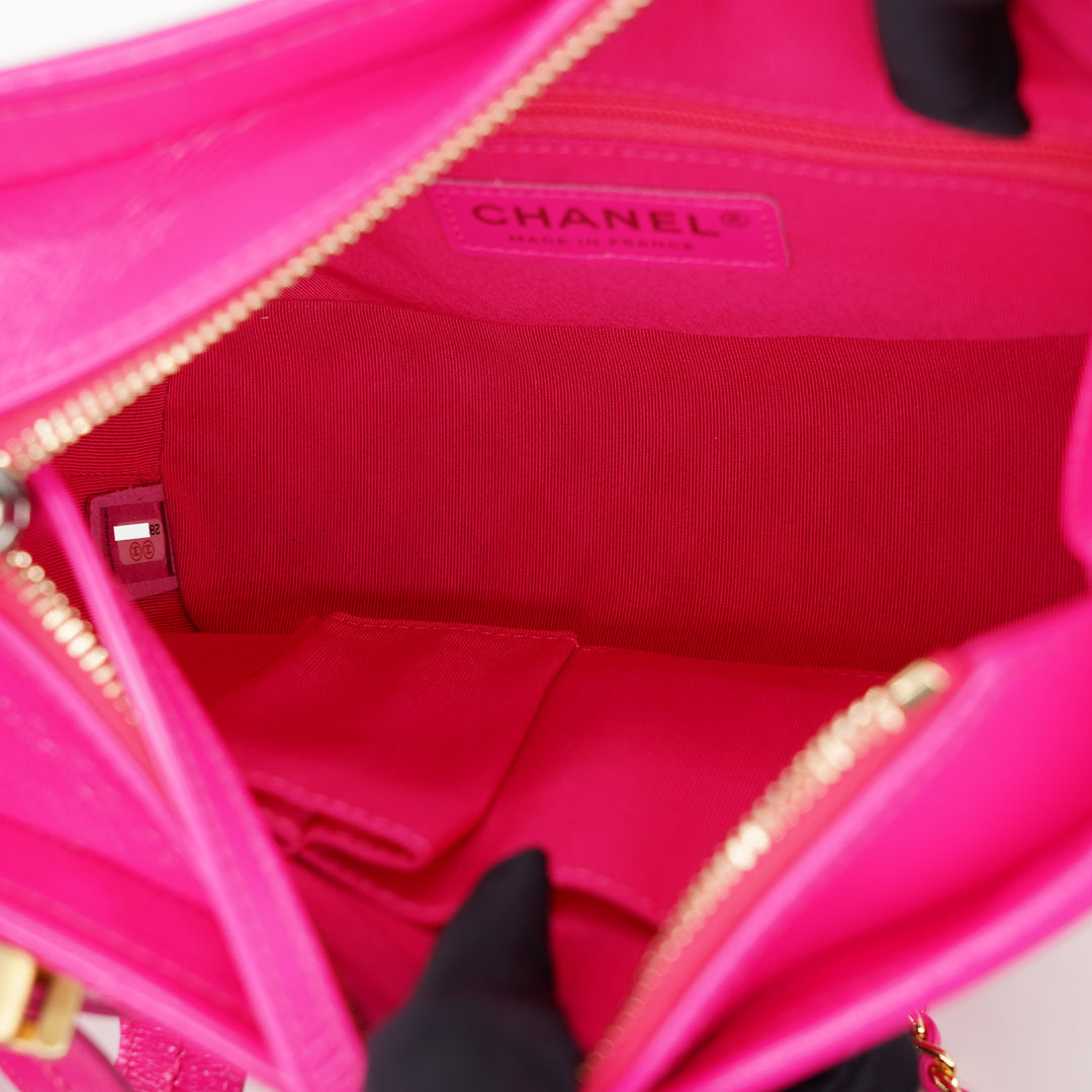 Chanel Small Gabrielle in Fluorescent Pink Calfskin with Mixed Hardware