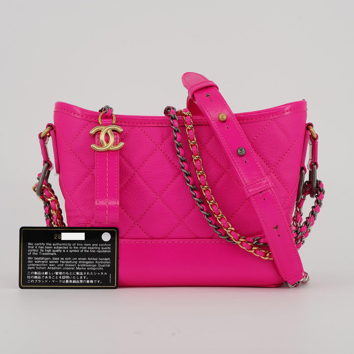 Chanel Small Gabrielle in Fluorescent Pink Calfskin with Mixed Hardware