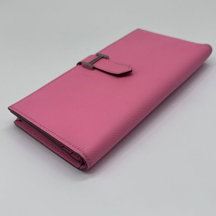 Hermès Bearn Pink Wallet Silver Hardware