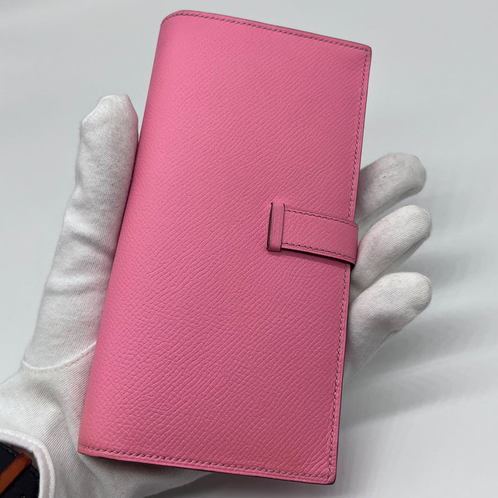 Hermès Bearn Pink Wallet Silver Hardware