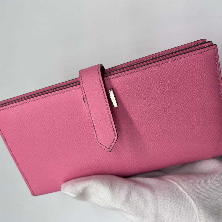Hermès Bearn Pink Wallet Silver Hardware
