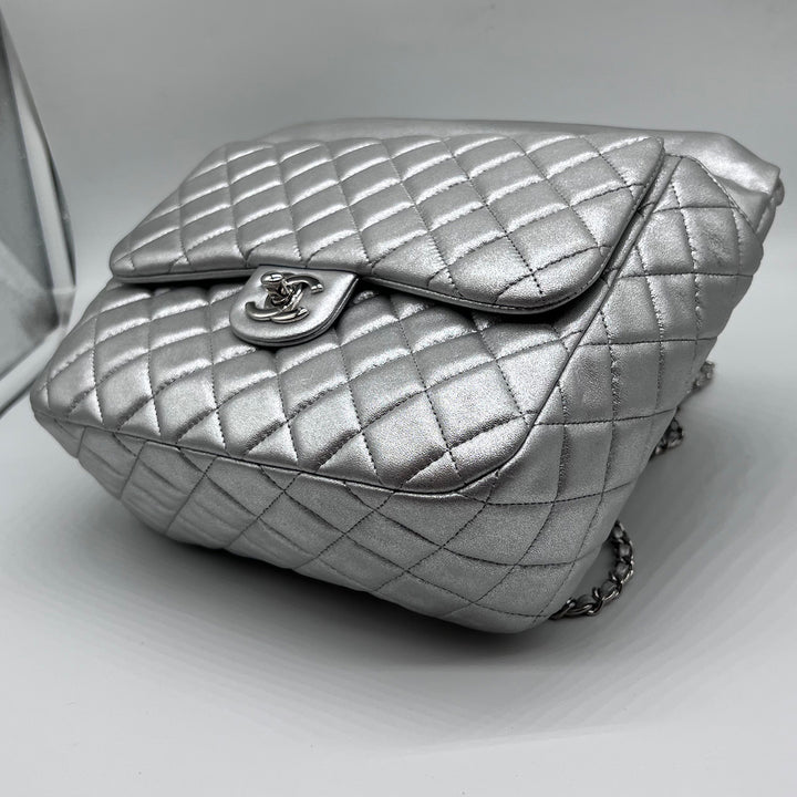Chanel In Seoul Backpack in Metallic Lambskin with Silver Hardware