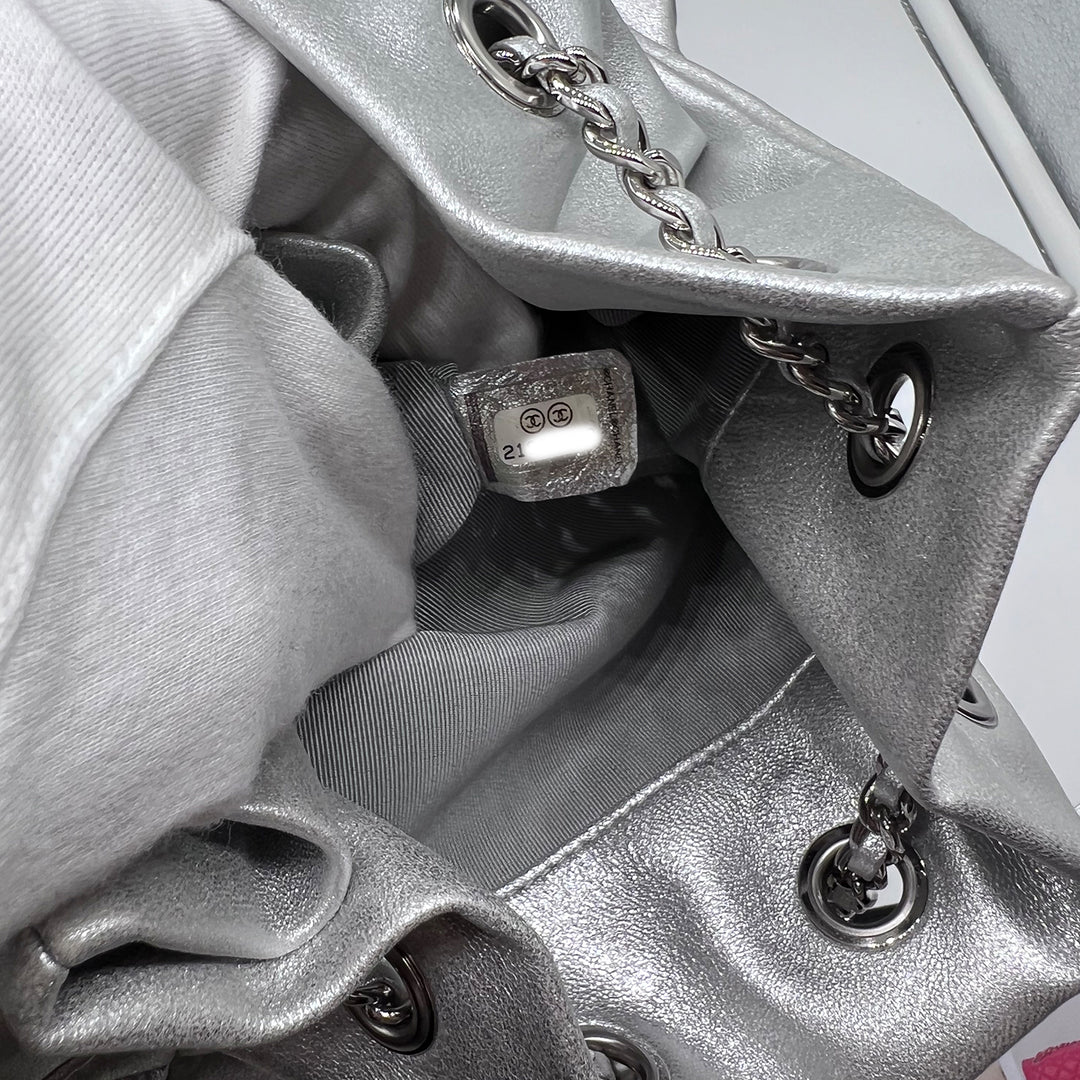 Chanel In Seoul Backpack in Metallic Lambskin with Silver Hardware