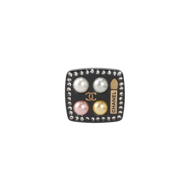 Chanel Crystal Pearl Eyeshadow Pallette Brooch Black Multicolor