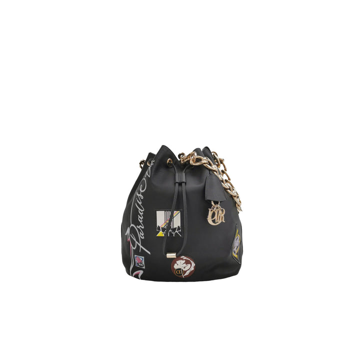 Dior Bucket handbag In Black Leather Gold Hardware