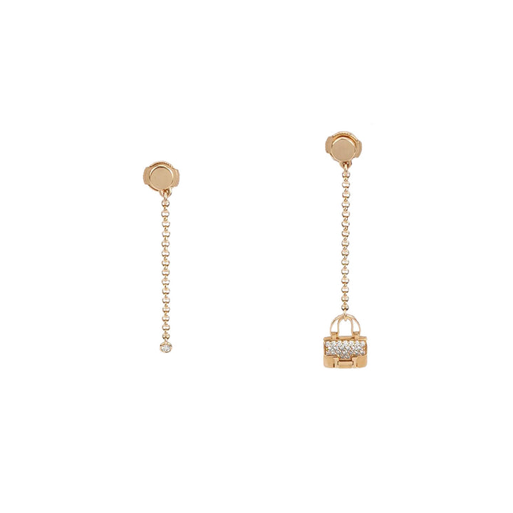 Hermes Constance Chain Amulet Earrings Pink Gold x Diamond