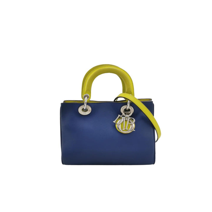 Dior Calfskin Small Tri-color Diorissimo Navy Light Blue Yellow