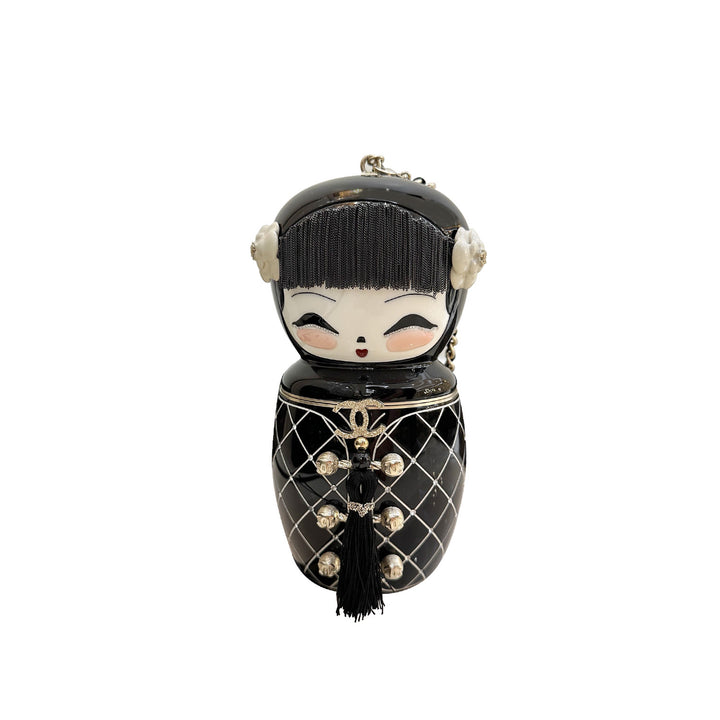 Chanel *Phenomenally Uncommon* Black Plexiglass & Enamel Paris-Shanghai China Doll Minaudière