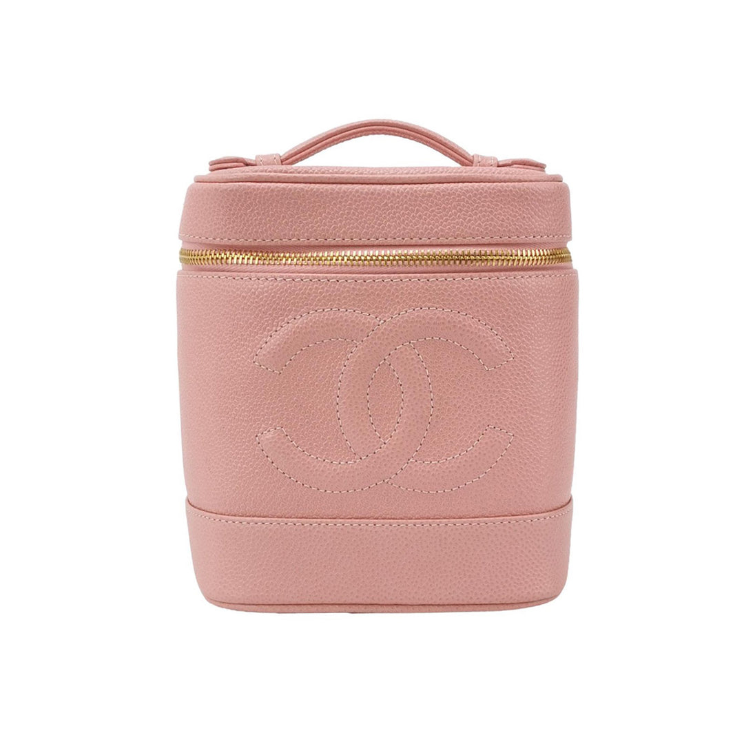 Chanel Vintage Pink Vanity Caviar Leather Gold Hardware