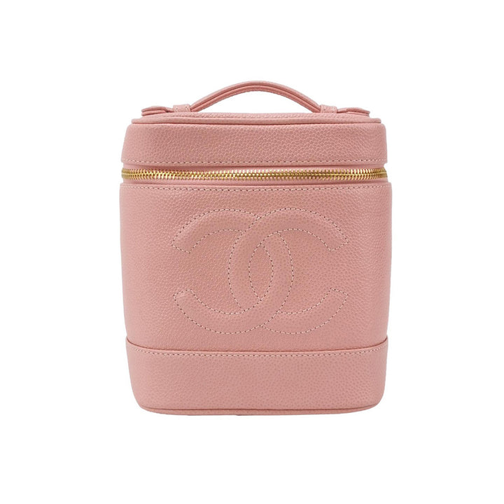 Chanel Vintage Pink Vanity Caviar Leather Gold Hardware