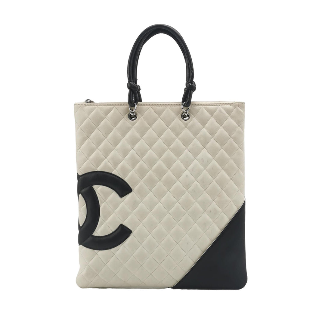 Chanel Cambon Ligne Handbag in White Black CC Logo