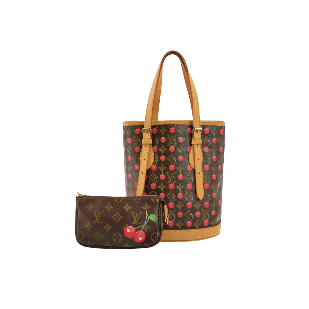 Louis Vuitton 2005 Made Takashi Murakami Collaborations Monogram Cherry Bucket Pochette Brown