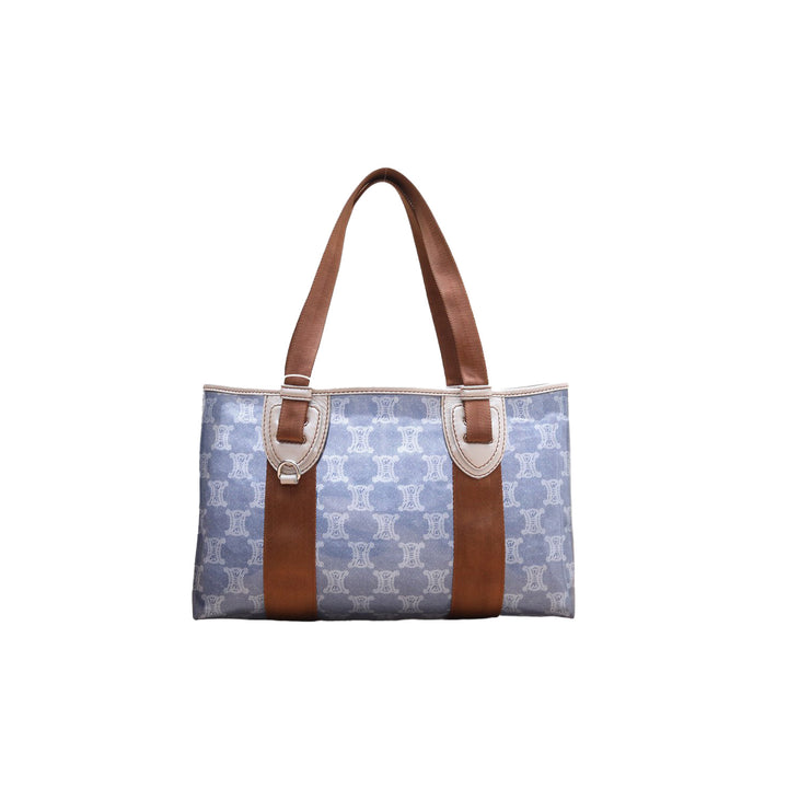 Celine Blue Macadam See Through Tote Bag Brown Light Blue