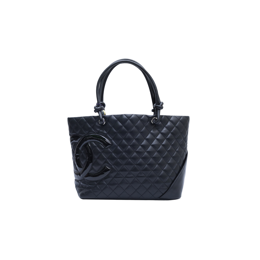 Chanel Black Quilted Leather Large Ligne Cambon Tote CC Logo