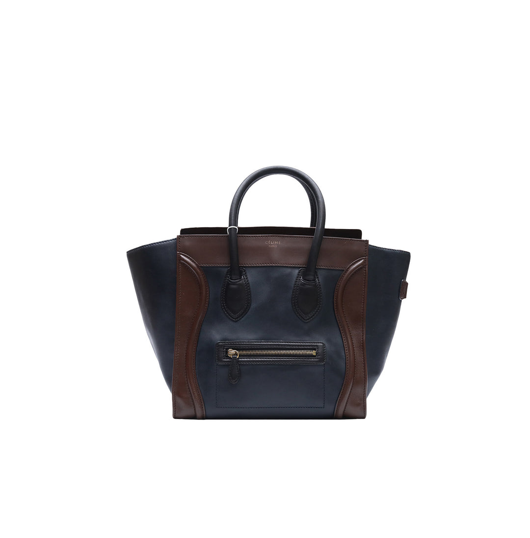 Céline Tri Colour Mini 30 Luggage Bag Navy Brown