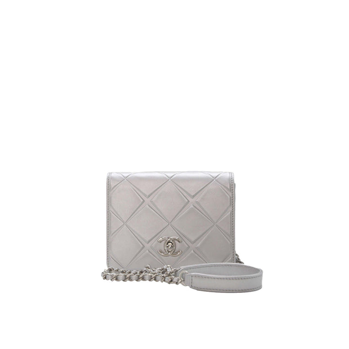 Chanel 2016 Calfskin Silver Mini Propeller Flap Bag with Silver Hardware