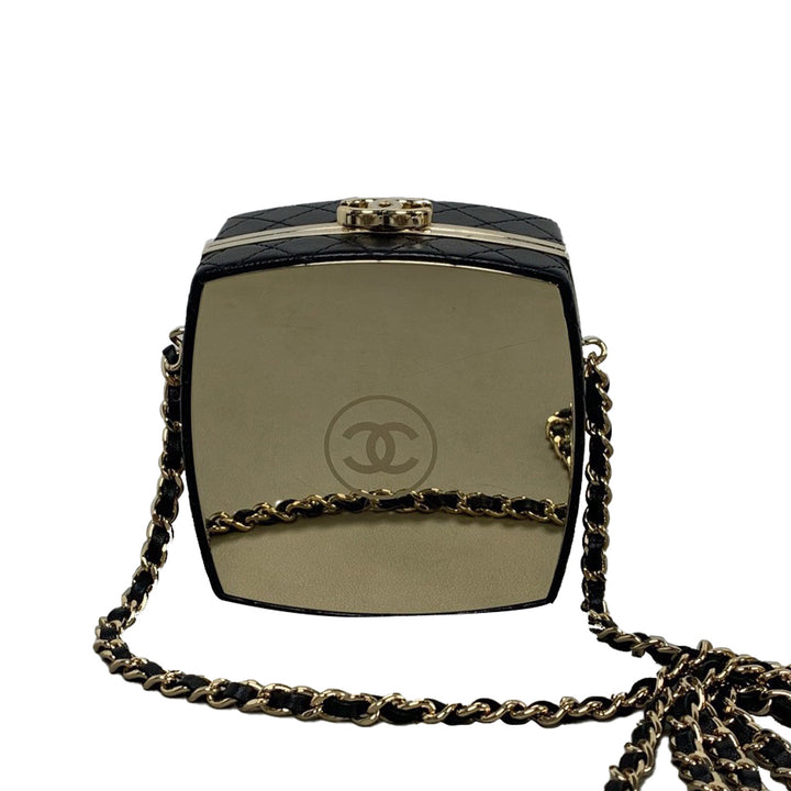 Chanel Compact Powder Mirror Minaudiere with Gold Hardware