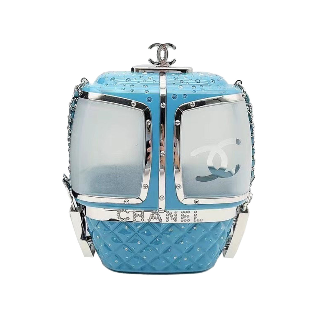 Chanel Gondola Ski Lift Minaudiere in Blue Plexiglass