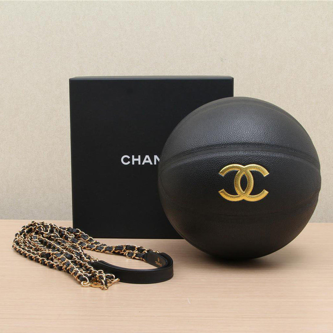 Chanel Rare Gold Black Chain Net Basketball