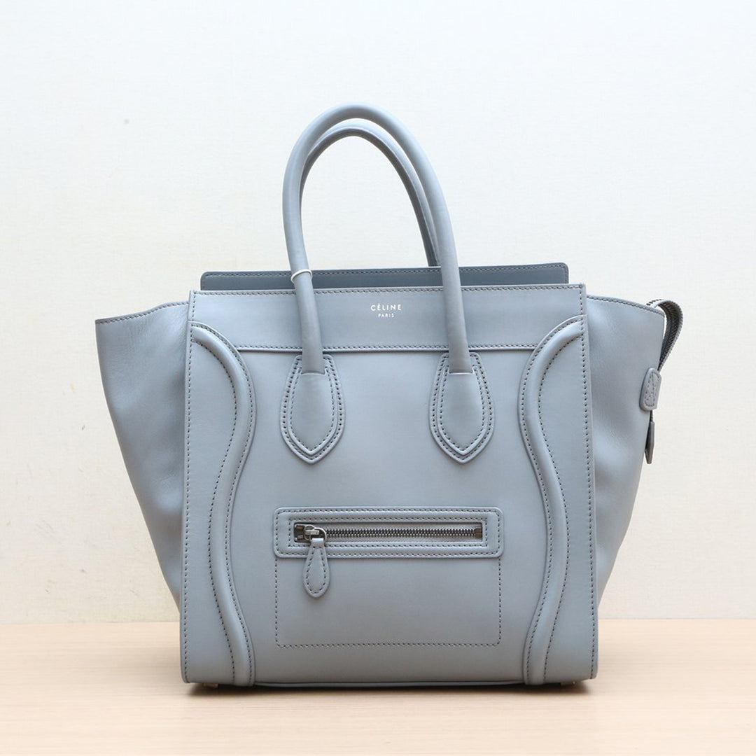 Celine Smooth Calfskin Mini 30 Luggage Light Grey