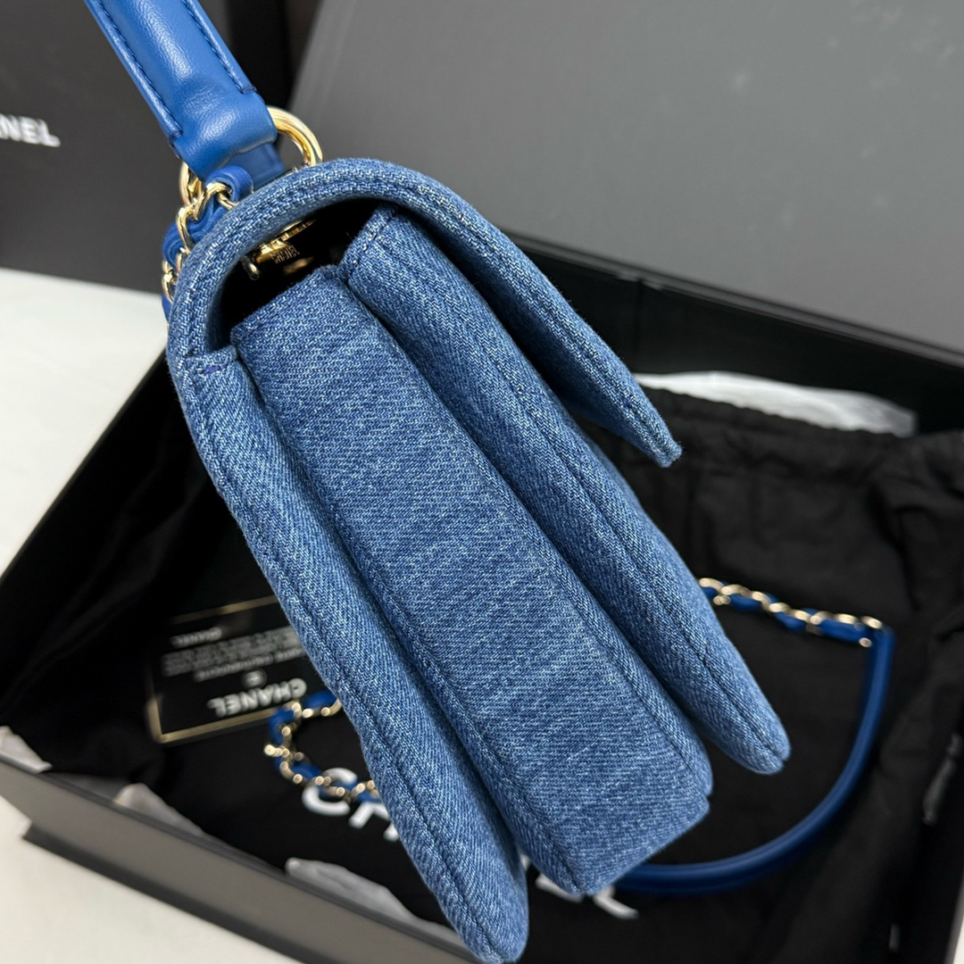 Chanel Trendy CC Blue Denim Top Handle Bag Small