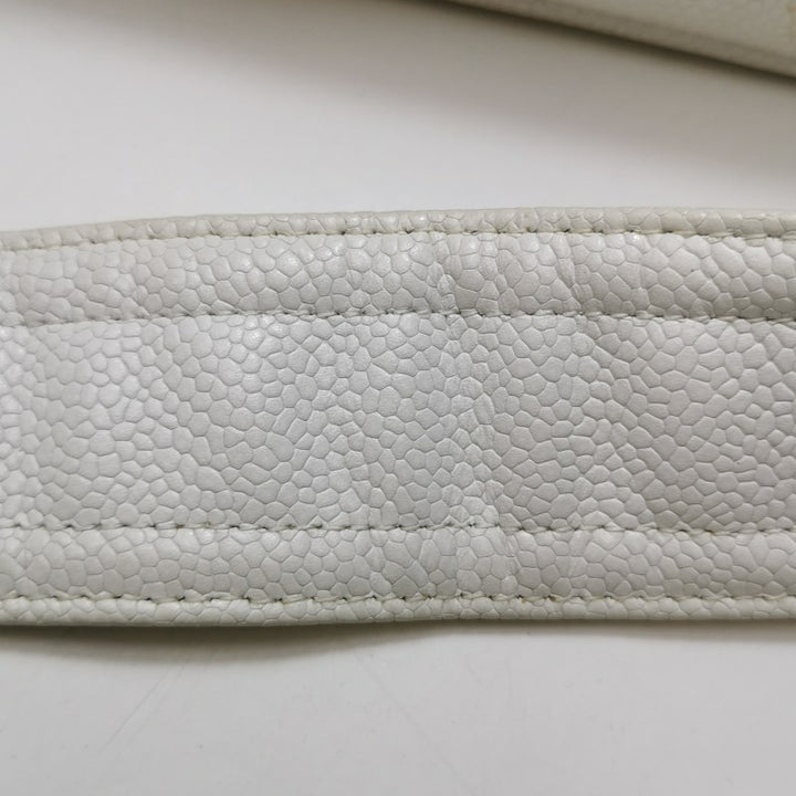 Chanel Vintage Medium Chevron Caviar CC Camera Bag White Gold Hardware (1994–1996)