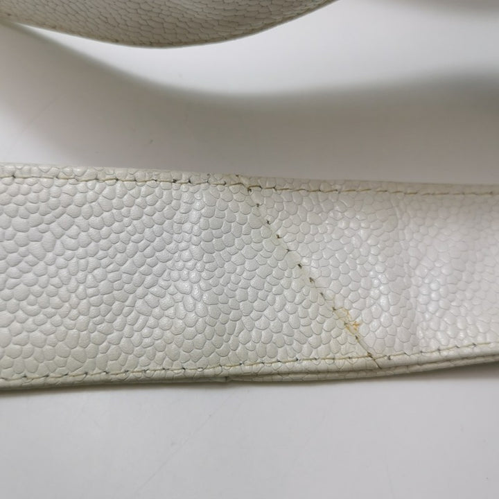 Chanel Vintage Medium Chevron Caviar CC Camera Bag White Gold Hardware (1994–1996)