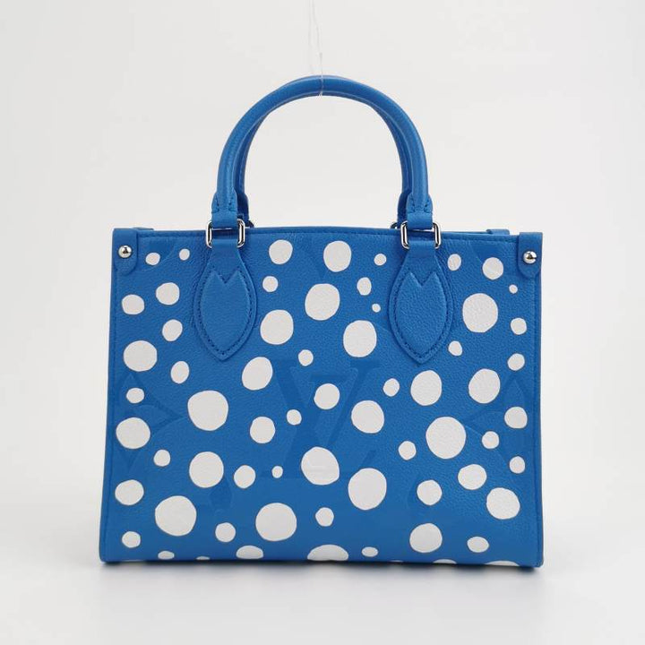 Louis Vuitton x Yayoi Kusama OnTheGo PM Monogram Empreinte Leather Blue White Silver Hardware