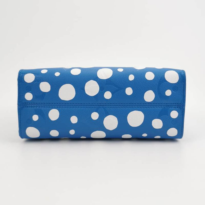Louis Vuitton x Yayoi Kusama OnTheGo PM Monogram Empreinte Leather Blue White Silver Hardware