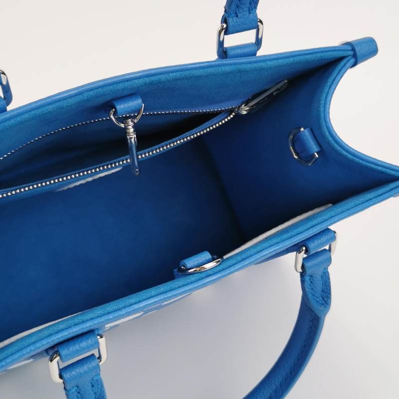 Louis Vuitton x Yayoi Kusama OnTheGo PM Monogram Empreinte Leather Blue White Silver Hardware