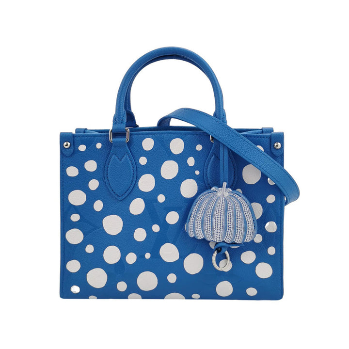 Louis Vuitton x Yayoi Kusama OnTheGo PM Monogram Empreinte Leather Blue White Silver Hardware