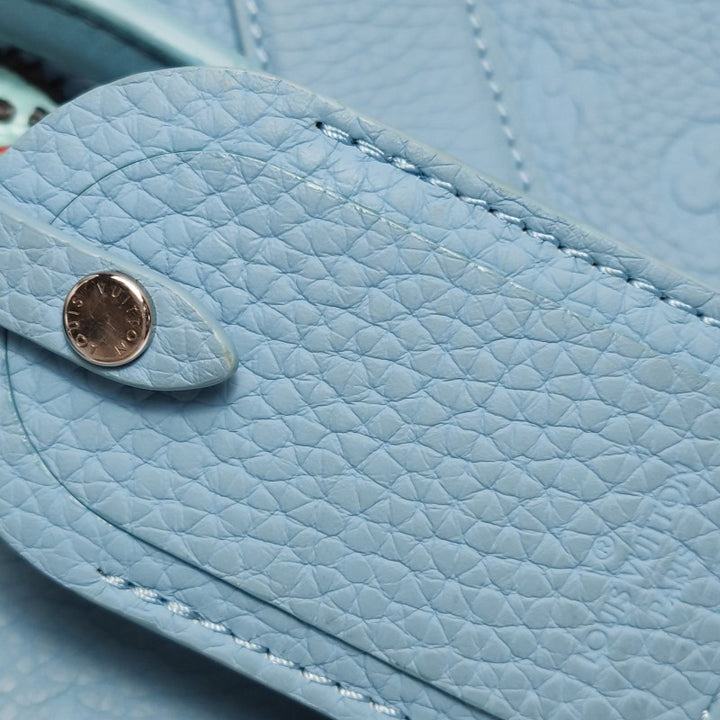 Louis Vuitton x Yayoi Kusama Weekend Tote Blue Taurillon Monogram Leather Silver Hardware