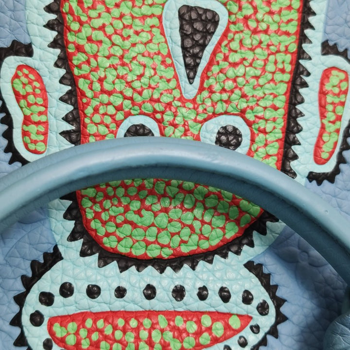 Louis Vuitton x Yayoi Kusama Weekend Tote Blue Taurillon Monogram Leather Silver Hardware