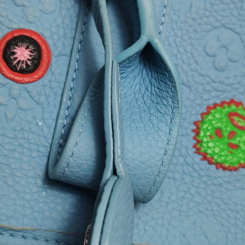 Louis Vuitton x Yayoi Kusama Weekend Tote Blue Taurillon Monogram Leather Silver Hardware