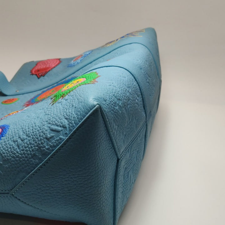 Louis Vuitton x Yayoi Kusama Weekend Tote Blue Taurillon Monogram Leather Silver Hardware