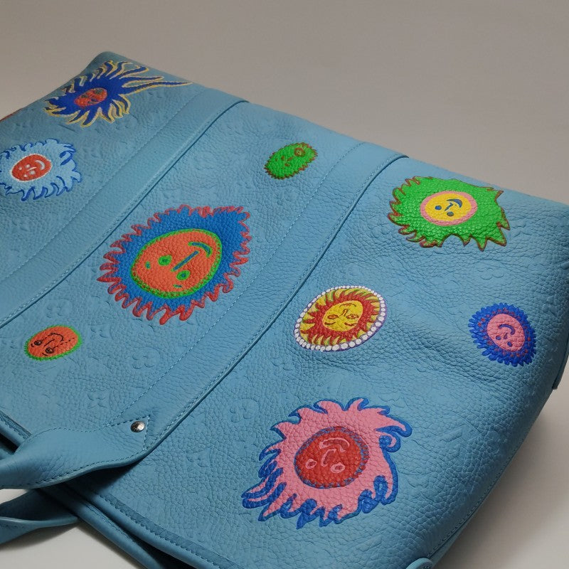 Louis Vuitton x Yayoi Kusama Weekend Tote Blue Taurillon Monogram Leather Silver Hardware