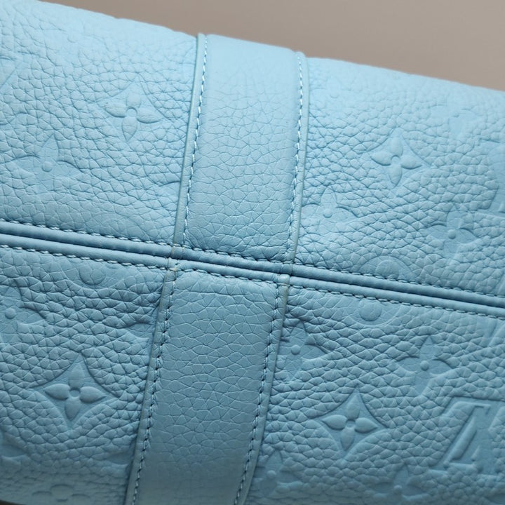 Louis Vuitton x Yayoi Kusama Weekend Tote Blue Taurillon Monogram Leather Silver Hardware