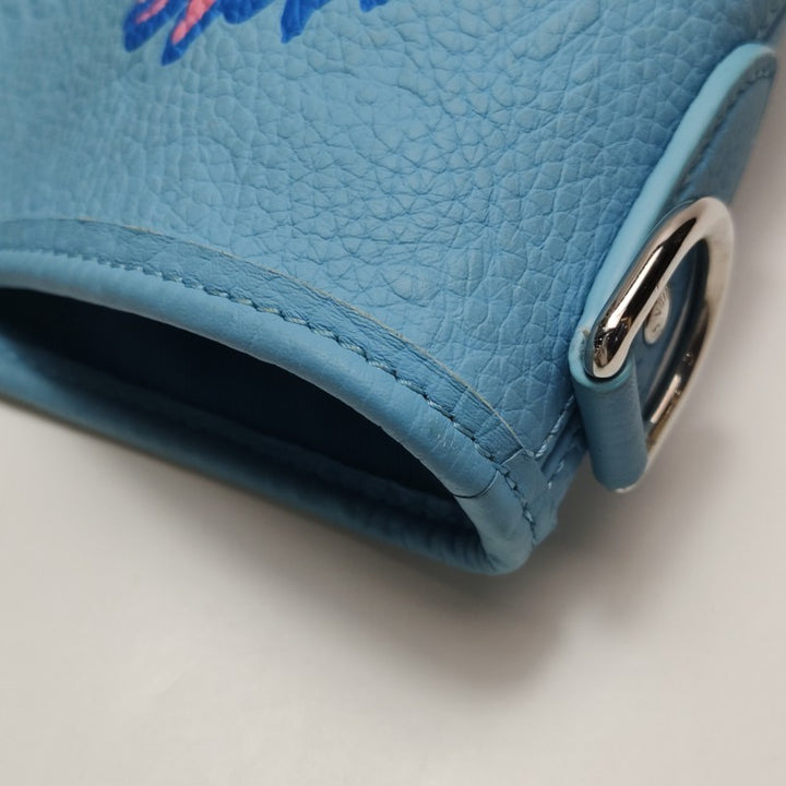 Louis Vuitton x Yayoi Kusama Weekend Tote Blue Taurillon Monogram Leather Silver Hardware