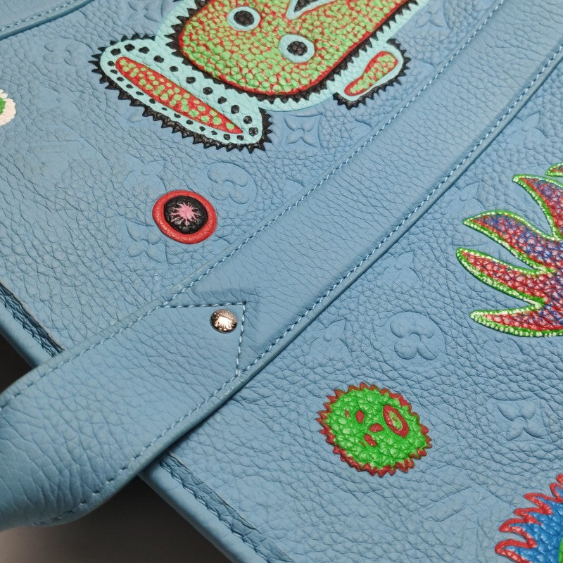 Louis Vuitton x Yayoi Kusama Weekend Tote Blue Taurillon Monogram Leather Silver Hardware