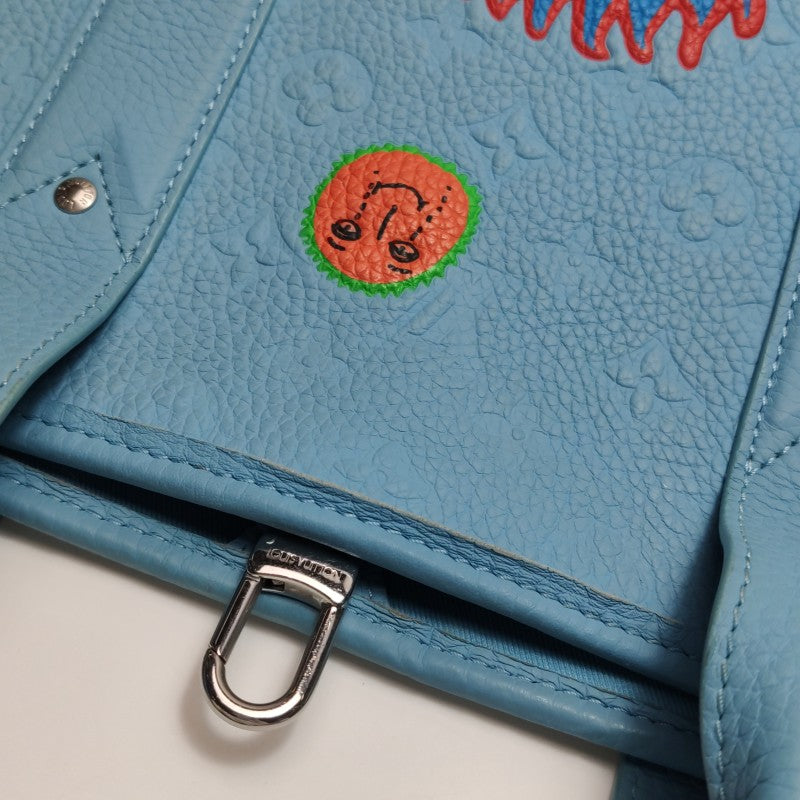 Louis Vuitton x Yayoi Kusama Weekend Tote Blue Taurillon Monogram Leather Silver Hardware