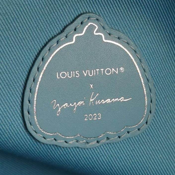 Louis Vuitton x Yayoi Kusama Weekend Tote Blue Taurillon Monogram Leather Silver Hardware