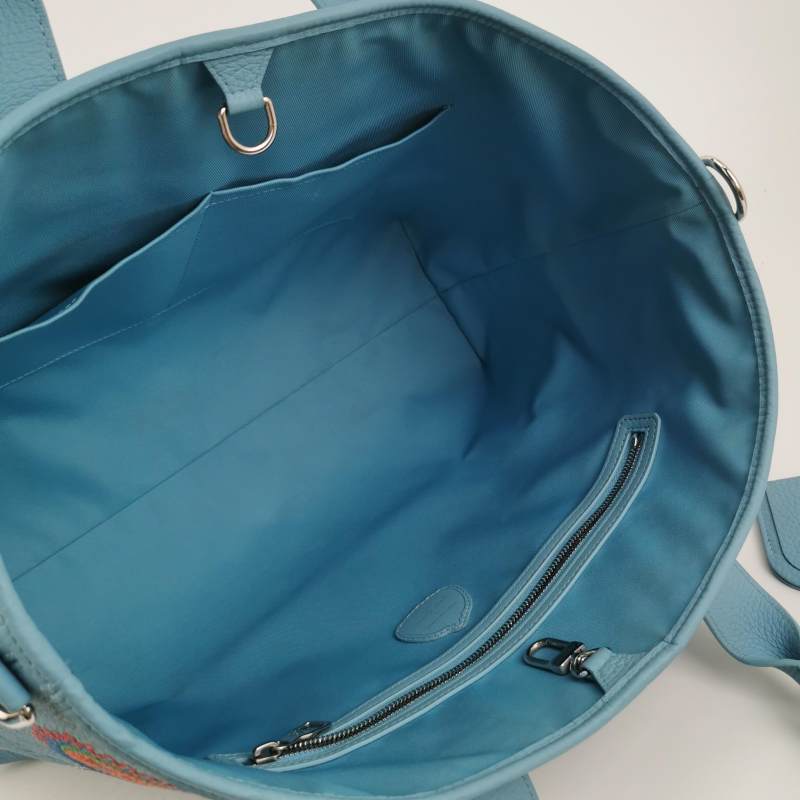 Louis Vuitton x Yayoi Kusama Weekend Tote Blue Taurillon Monogram Leather Silver Hardware