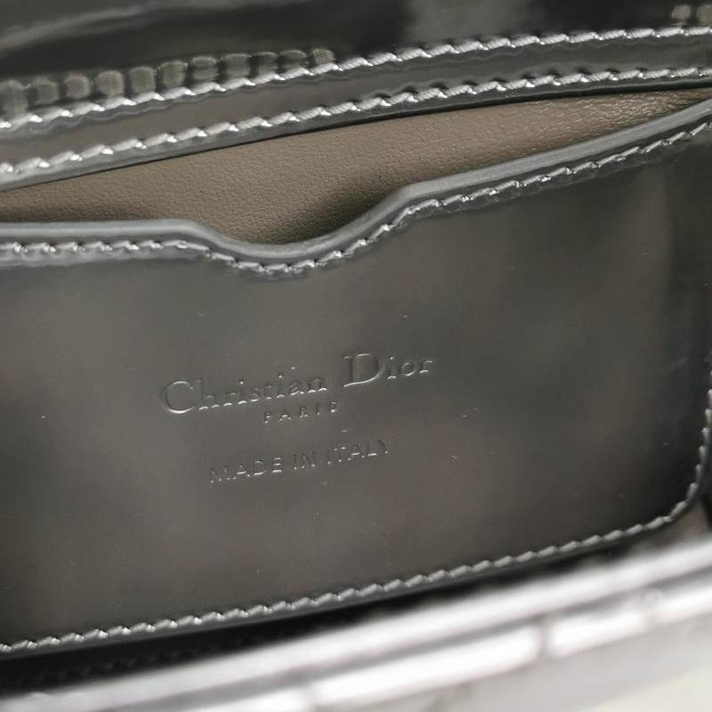 Christian Dior Micro Lady Dior Teddy Bear Metallic Patent Cannage Satchel Silver Hardware
