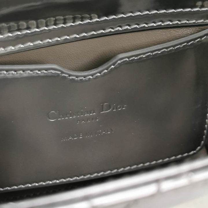 Christian Dior Micro Lady Dior Teddy Bear Metallic Patent Cannage Satchel Silver Hardware
