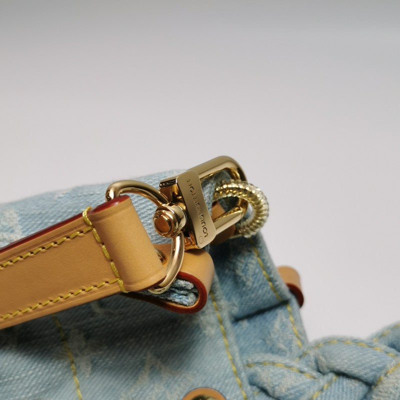 Louis Vuitton Monogram Denim Let Go PM Tote Bag Sky Blue Gold Hardware