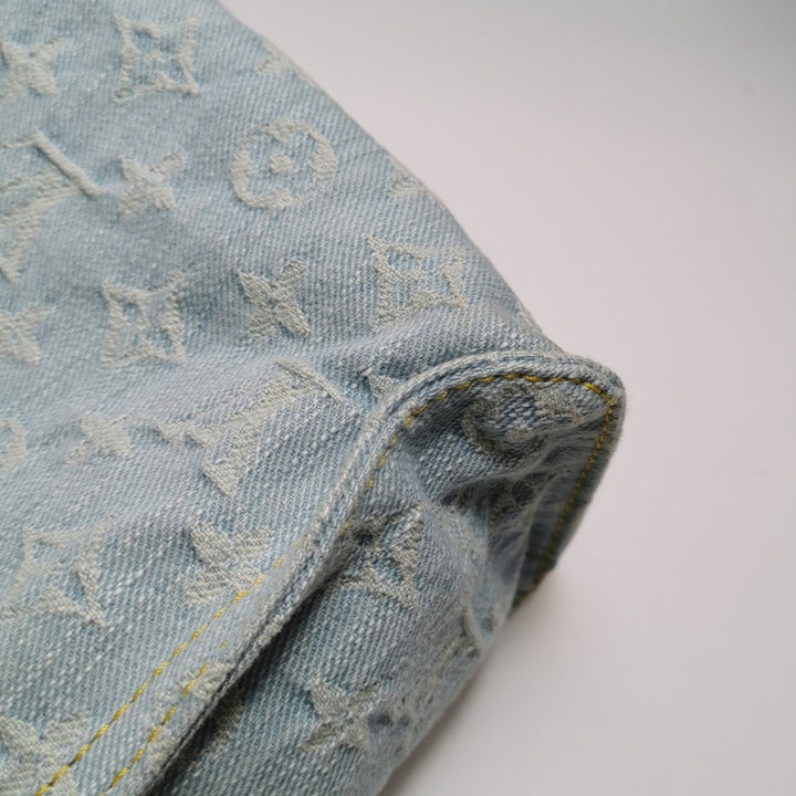 Louis Vuitton Monogram Denim Let Go PM Tote Bag Sky Blue Gold Hardware