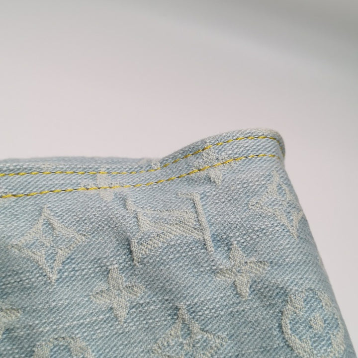 Louis Vuitton Monogram Denim Let Go PM Tote Bag Sky Blue Gold Hardware