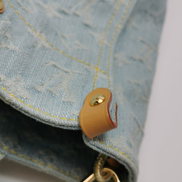 Louis Vuitton Monogram Denim Let Go PM Tote Bag Sky Blue Gold Hardware